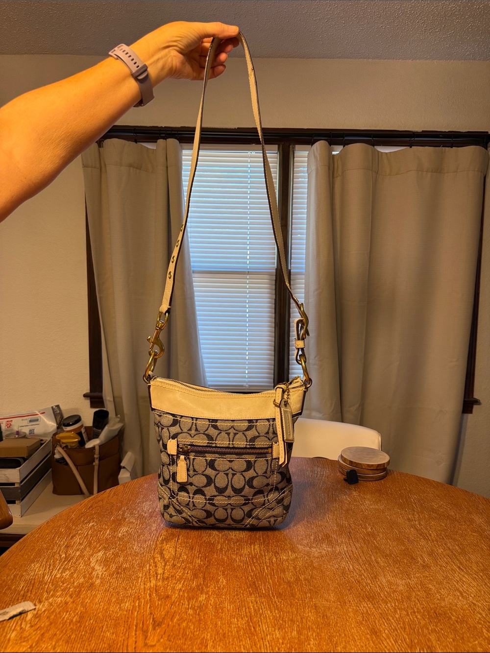 Coach Khaki and Chalk Signature Canvas Crossbody Bag